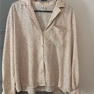 Worthington Cream and Brown Speckled Blouse